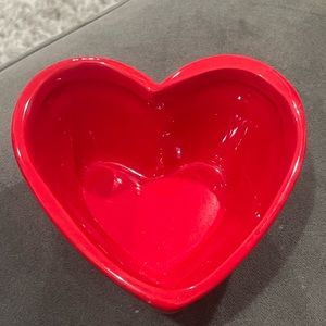 Vintage Red Heart Shaped Ceramic Ramekin Bowl